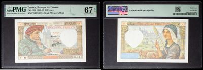 two pieces of paper money with a picture of a man and a woman on them