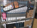 a metal cage with a bunch of items inside of it
