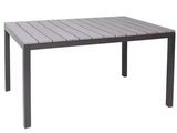 the table is made of wood and has a metal frame