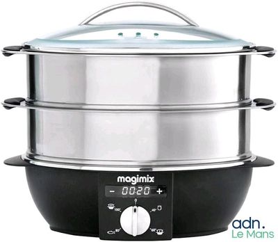 Magimix 11579 Cuiseur Vapeur avec 2 paniers Rotatif, chromé,…