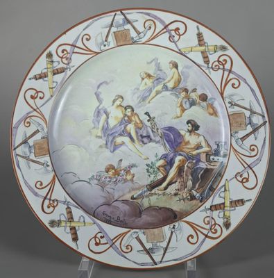 Georgio Belli (Italie) : Grande assiette à décor polychrome …