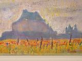 an image of a painting of a mountain in the distance