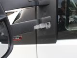 a close up of the side view mirror of a truck