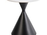 a black and white table with a white top on a white background