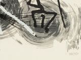 a drawing of a man riding a bike on a street