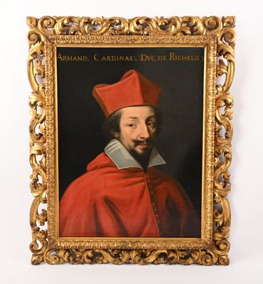 un vieux tableau représentant un homme portant un chapeau rouge et une robe rouge