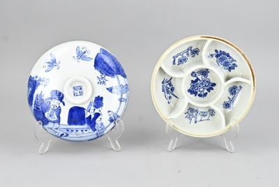 paire d'assiettes chinoises bleues et blanches