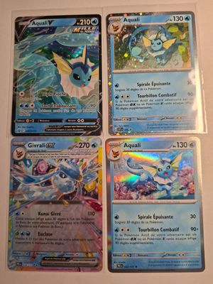 "COLLECTION-POKÉMON-CARTES : AQUALI / GIVRALI (lot de 4)
