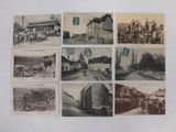 an old photo of a bunch of postcards with pictures of people and buildings