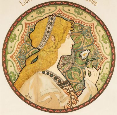 a drawing of a woman holding a flower in her hand