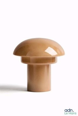 a mushroom shaped object on a white surface