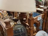 a lamp that is on a table in a room