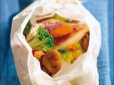 the cover of a cookbook with a picture of a bag of food