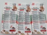 three packets of chocolate covered donuts sitting on a table