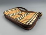 vintage burbery plaid purse with brown leather handles