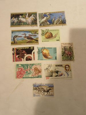 a picture of a fridge with stamps on it
