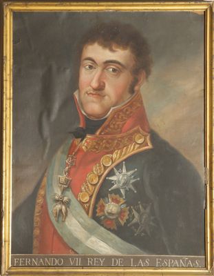 painting of a portrait of a man in a military uniform with a sword