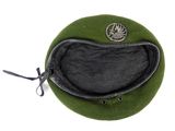 a green hat with a black hat on top of it