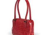 a red handbag on a white background