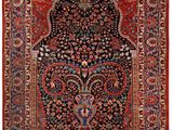 tapis persan ancien à motif floral sur fond rouge