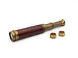 an old brass telescope with a wooden case and brass rings