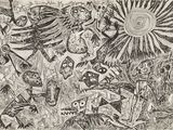 an image of a drawing of a group of people in a field