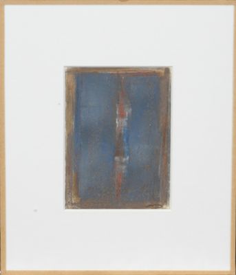 une image représentant un tableau d'une fenêtre bleue ornée d'une bande rouge