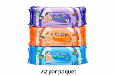 three packs of baby wet wipes sitting on top of each other