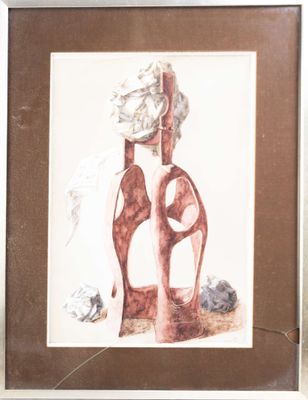 Jacques WILLAUMEZ (XX), "Composition", encre, aquarelle et g…