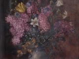a painting of flowers in a vase on a table