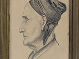 un vieux dessin représentant une femme portant un turban sur la tête