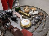 a small table with a lot of items on it