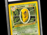 a close up of a pokemon trading card on a black background