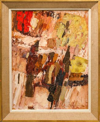 une peinture à l'huile représentant un tableau représentant une personne à vélo