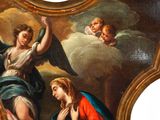 an image of a painting of a woman kneeling in front of an angel