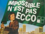 a poster of a man holding a green flag in front of a cityscape
