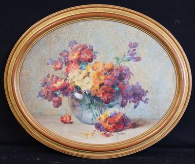 peinture d'un vase de fleurs sur une table sur fond noir
