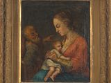 an image of a painting of a woman holding a baby in her lap