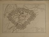 an old map of a city with a castle in the middle of it