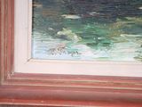a picture of a painting of a boat in the water