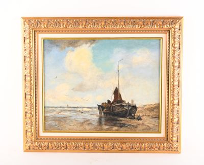 a picture of a painting of a boat on the water