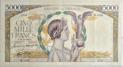 5000 francs Victoire 19/11/1942, SUP