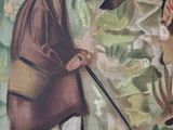 a painting of a man and a woman in the woods