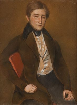 Ecole Française du XIXe siècle Portrait d'homme assis Pastel…