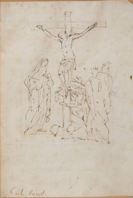 un dessin représentant un crucifix avec un homme sur la croix