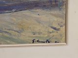 a picture of a painting of birds on the beach