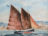 a painting of a sailboat in the water