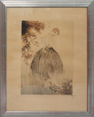 an image of a painting of a woman in a long dress