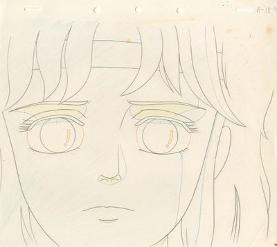 un dessin représentant une fille aux cheveux longs et aux grands yeux