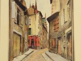 a picture of a painting of a street in a city